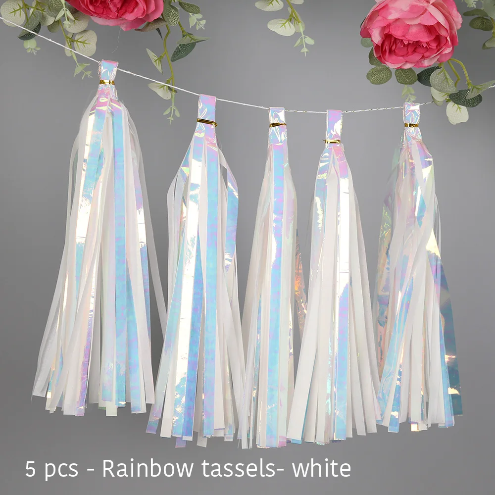 rainbow tassels-white