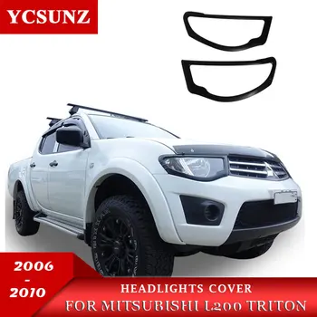 

Matte Black Headlights Cover Trim For Mitsubishi L200 Triton 2006 2007 2008 2009 2010 Car Styling