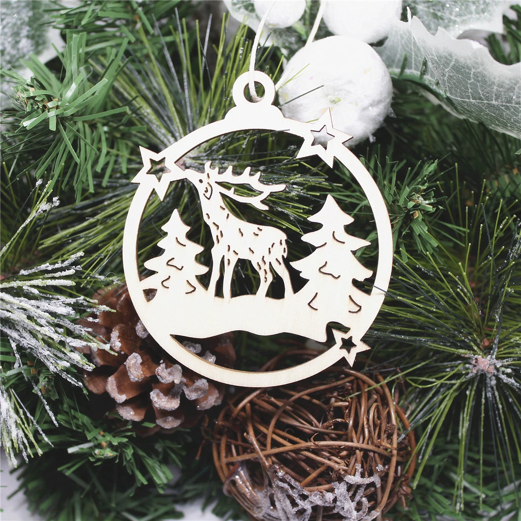 

10 шт. Рождество древесной щепы, елочные украшения Xmas подвесной кулон вечерние свадебные украшения ко дню рождения настольная игра искусство Ремесла подарки