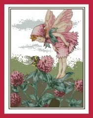 

NN YIXIAO Counted Cross Stitch Kit Cross stitch RS cotton with cross stitch Haejbgqs DMC red clover Fairy