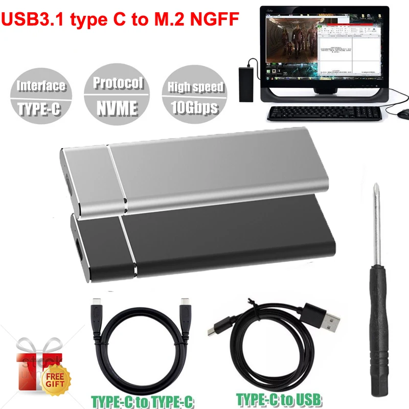 M.2 NGFF к USB 3,1 type-C SATA SSD жесткий диск конвертер адаптер Корпус 10 Гбит/с