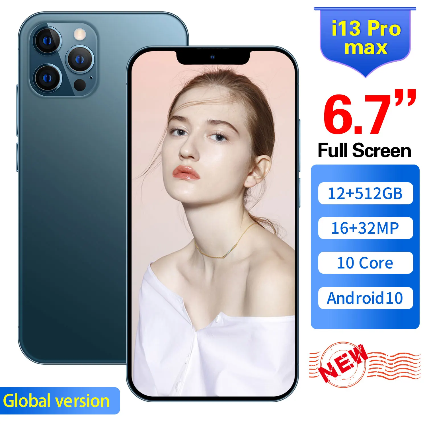 Teléfono Inteligente I13 Pro max 4G LTE 5G, versión Global, 6,7 pulgadas, identificación facial, 12GB de RAM, 512GB de ROM, 16 + 32MP, 6800mAh - Imagen 4