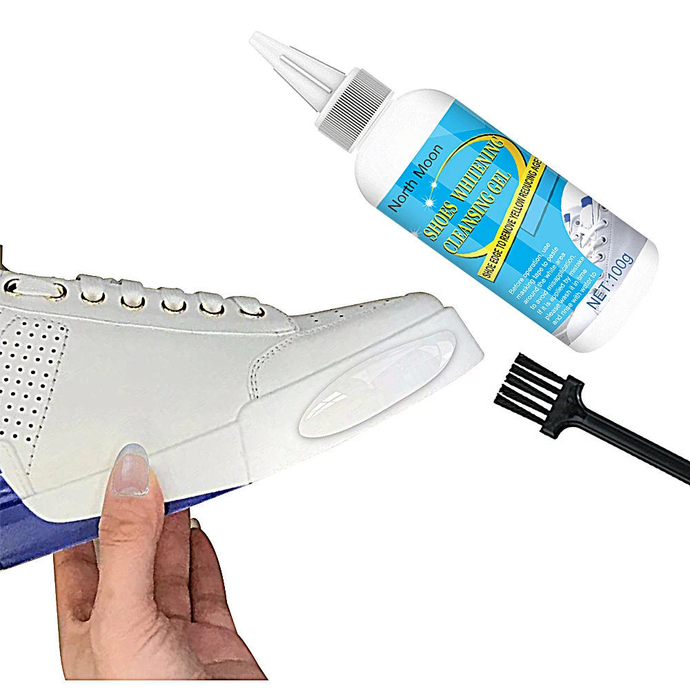 100ml Shoes Cleaner Kit with Tape & Brush Shoes Whitening Kit Multifunction White Shoe Cleaning Agent for Canvas Fabric 4