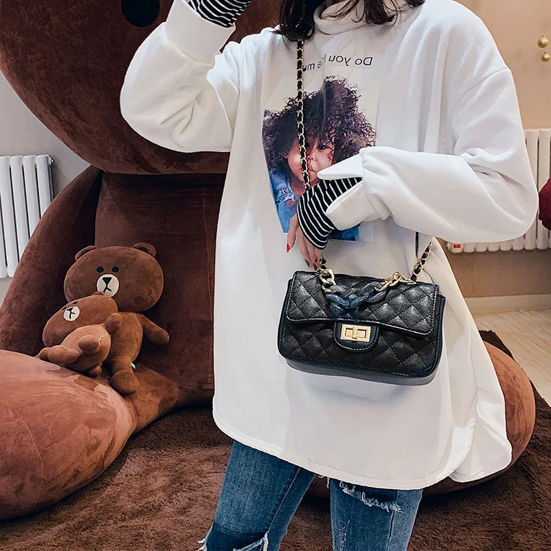

Graceful Small Bag Women's 2019 New Style Fashion Korean-style Versatile Rhombus Crossbody Bag Online Celebrity Chain Square Sli