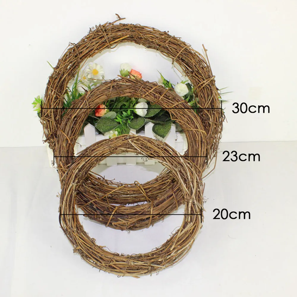 

10-30cm Xmas Rattan Wreath Christmas Wreath Crafts Happy Christmas Decoration Spring Wedding Wreath Home Decor Natural