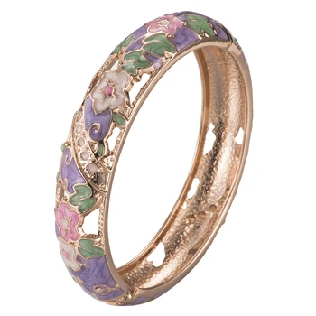 

UJOY Purple Bracelet Cuff Hinge Enamel Flower Multi Color Gift Set for Women 88C08