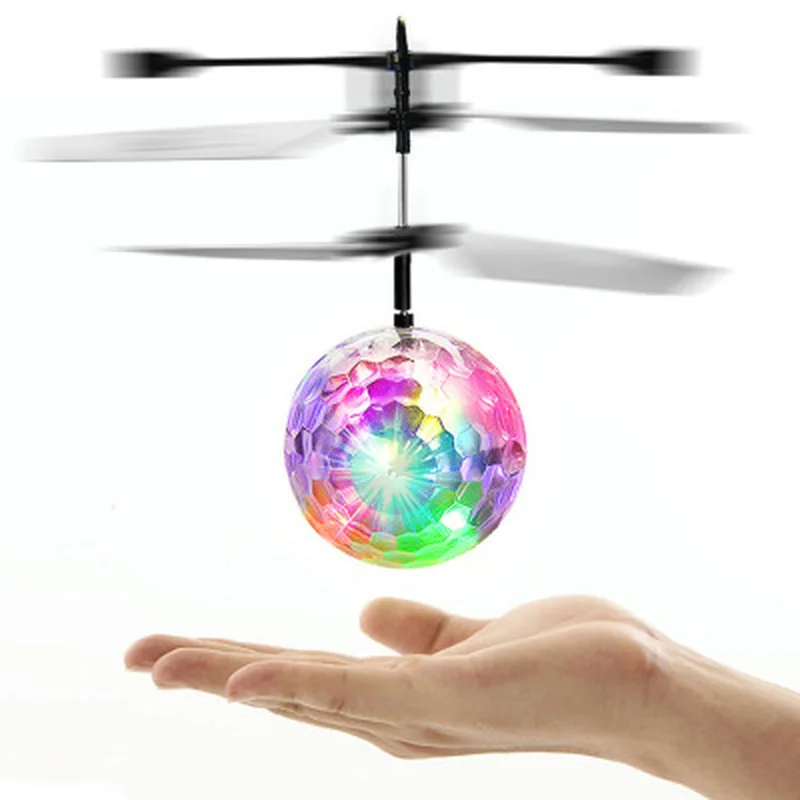 Infrared Induction Flying Toy Built-in LED Light Helicopter Rechargeable Shinning Flying Drone Indoor Outdoor Game for Kids Boys Girls Christmas Birthday Gift RC Flying Ball with Remote Controller