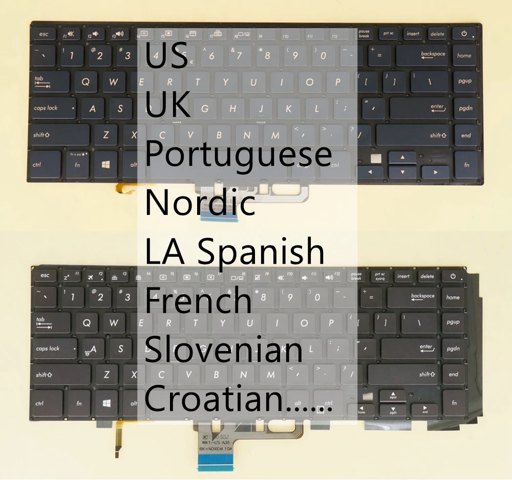 

Клавиатура US UK PO NE LA SP FR SL SV CR для Asus AEBKKR00020 0KNB0-5632UI00 NSK-WK18U 0KNB0-4624US00 0KNB0-4625PO00 AEBKHT00020