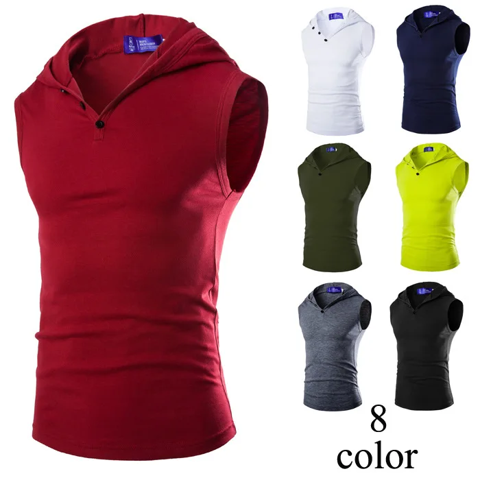 AliExpress Для мужчин с капюшоном Эластичность майка-Топ Slim Fit база Для мужчин жилет Для мужчин одежда