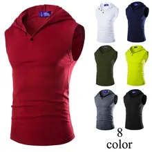 AliExpress Для мужчин с капюшоном Эластичность майка-Топ Slim Fit база Для мужчин жилет Для мужчин одежда