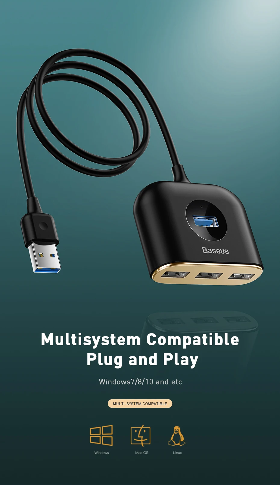 Baseus USB HUB USB 3,0 USB C концентратор для MacBook Pro поверхность usb type C концентратор USB 2,0 адаптер с Micro USB для компьютера USB разветвитель