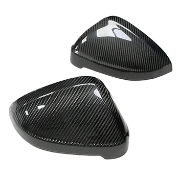 

beler 1 Pair Black Carbon Fiber Car Rearview Mirror Cover Trim Cap with Side Assist Fit for RS4 S4 A4 B9 A5 S5