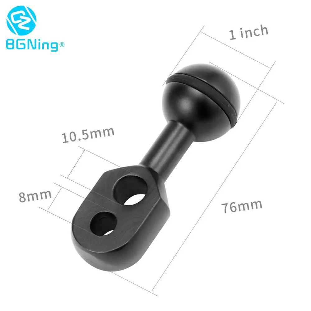 CNC 2-Hole Butterfly Clip Clamp Diving Light Arm Ball Head Mount Adapter