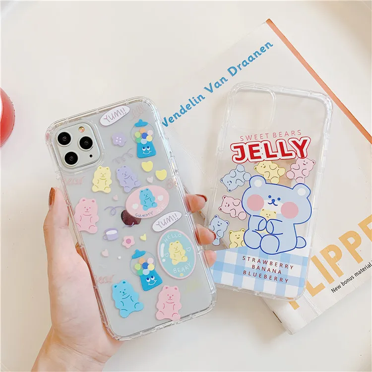 Милый чехол для телефона iPhone 11 Pro MAX X XS XR с милыми буквами фруктами желе медведем