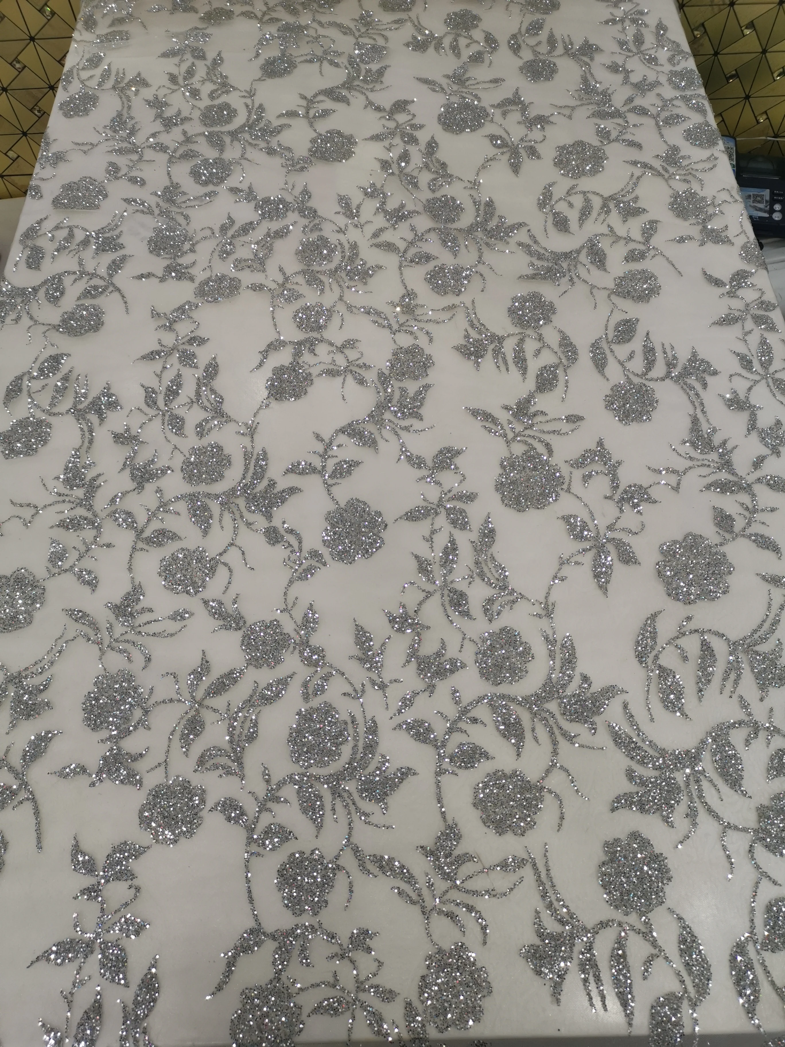 

5 ярдов, серебряный Тюль с цветами, свадебное элегантное Лондонское Африканское блестящее кружевное платье для повода/пиления, свадебное платье