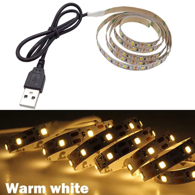 50CM 1M 2M 5V USB LED strip RGB Flexible Light TV Background 3528 RGB LED Tape Mini 3Key RGB Controller Bike decrative leds (2)