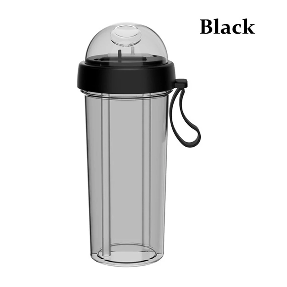 PC+PP Straw Cup Silicone Handle Anti-Slip Groove Two-Color Nozzle High Capacity Motion Double Drink Cup Durable Portable