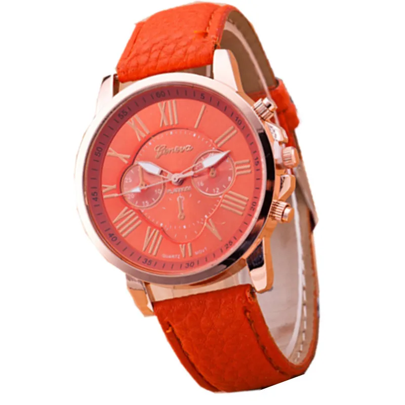CAY, повседневные наручные часы с кожаным браслетом, женские модные белые женские часы, аналоговые кварцевые часы из сплава, relojes Relogio Feminino - Цвет: orange