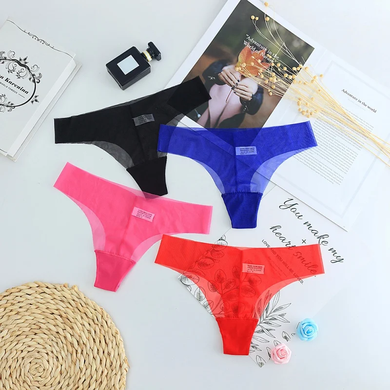 2019 New Thong Women's Mesh No Trace One-piece Ultra-thin Ladies Panties Sexy Solid Color Low Waist G-String For Women | Тематическая