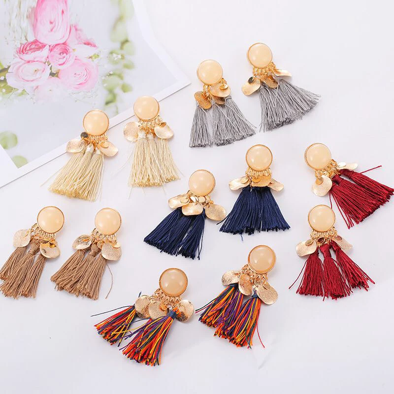 

2020 Fantastic Bohemian Tassel Earrings for Women Long Fringe Multi-colored Ornaments Drop Dangle Earrings Female Jewelry Gift