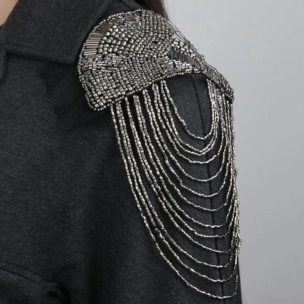 1 Pair Fabric Brooch Pins For WomenTassel Epaulette Shoulder Board Mark Fashion Accessories Sweater Decoration Pins