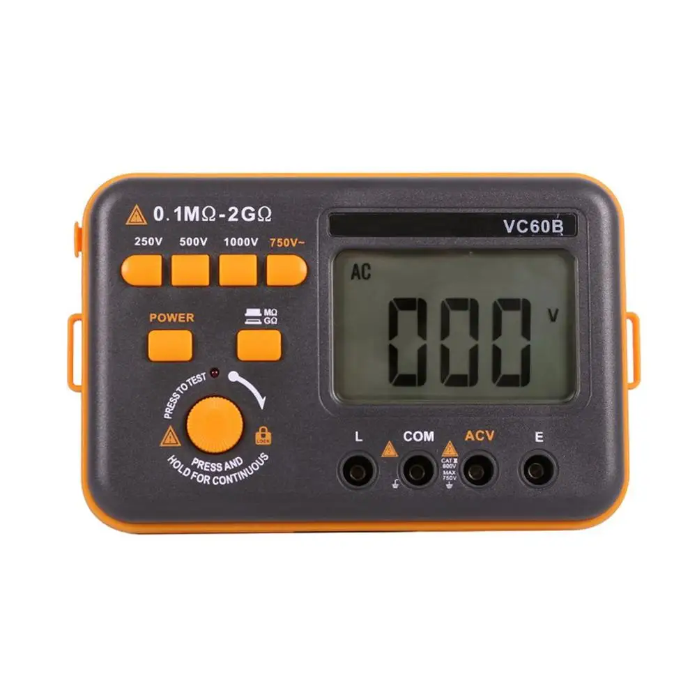 

Digital Megger 1000V MegOhm Meter 200MOh/2GOh Insulation Resistance Ohm Tester Measuring Tool VC60B Megohmmeter