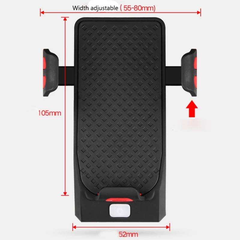 NEW-Adjustable Bike Phone Bracket Waterproof Bicycle Rack Handlebar Holder With Led Light& Horn For Mountain Bikes And Motorcyc