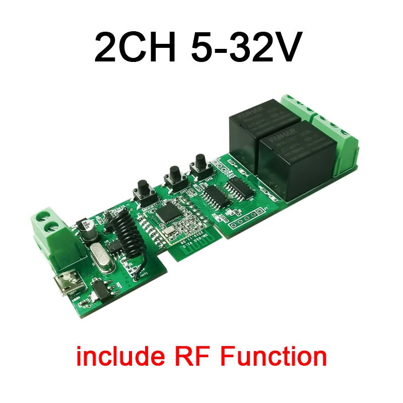 1/2CH Tuya Smart Zigbee Smart Light Switch Module DC 5/12/32V RF433 Receive 10A Relays Work With Alexa Google Assistant 