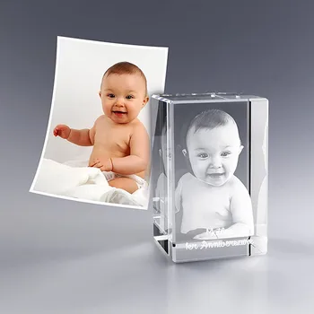 

2D/3D Laser Engraved Crystal Cube Photo Frame Personalized Baby Wedding Picture Glass Frames Anniversary Birthday Mom Dad gifts