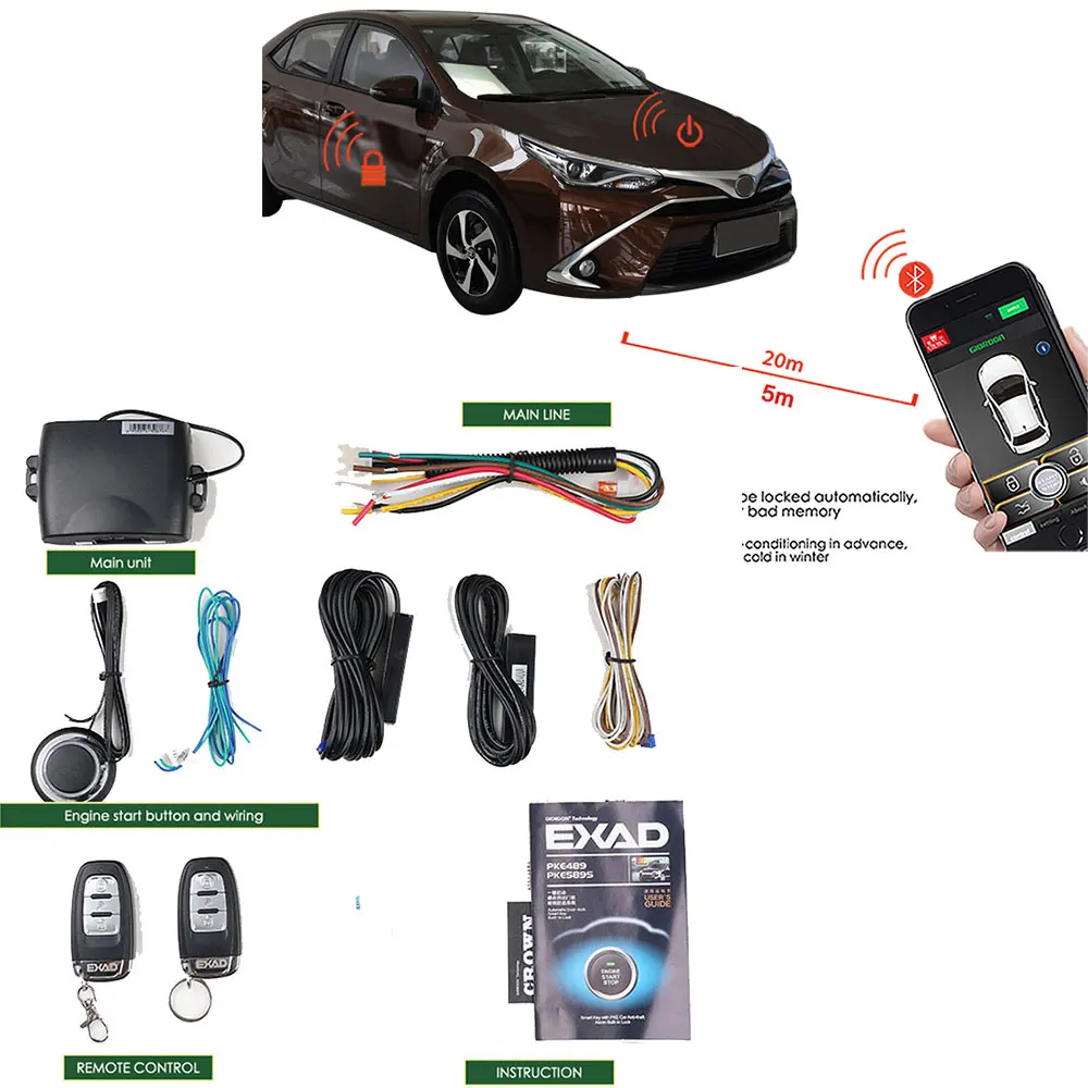  Smartphone Remote Start Keyless Entry PKE APP Car Alarm System Car Engine Central Lock The Remote C