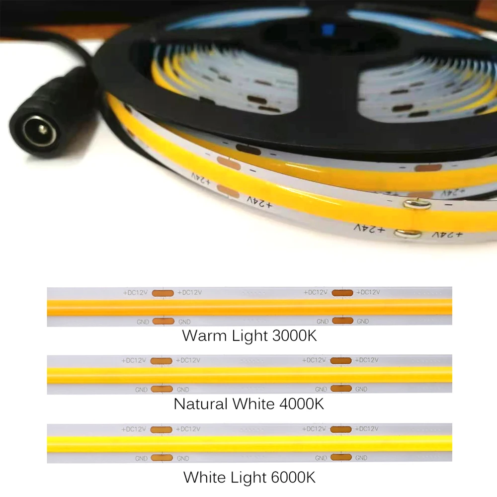 

LED Strip Light COB 512 leds/m Dimmable Flexible led light strip DC 12 24V Warm Cold White Soft COB Tape TV Background Car Decor