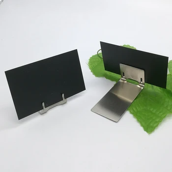 

Metal Stainless Steel Angled Card Holder, Long Base L-shaped Sign Clip Stand Counter Tabletop Name Ticket Food Price Tag
