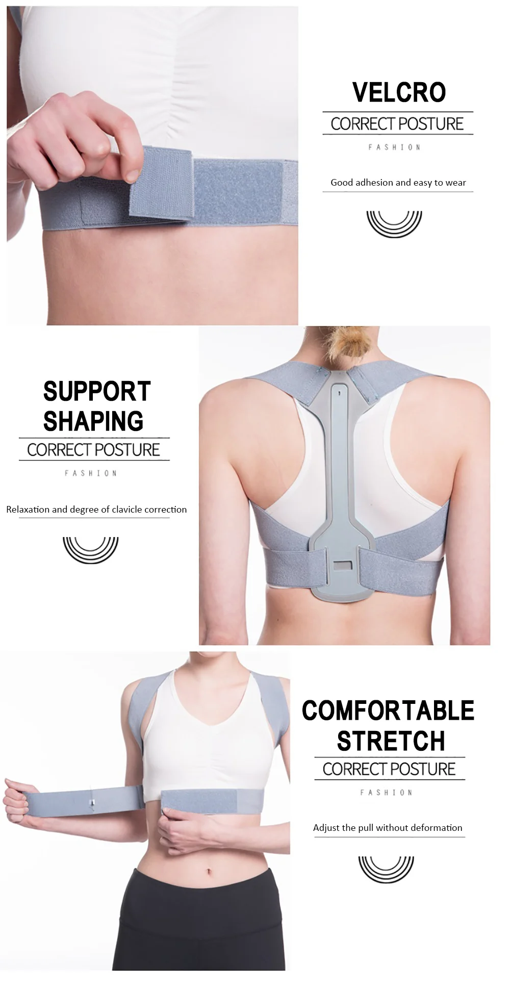 Регулируемая поза корректор Bad Back Brace Пояс Поддержка плеча выпрямитель осанки Задняя скобка Корректор пояса поддержка спины