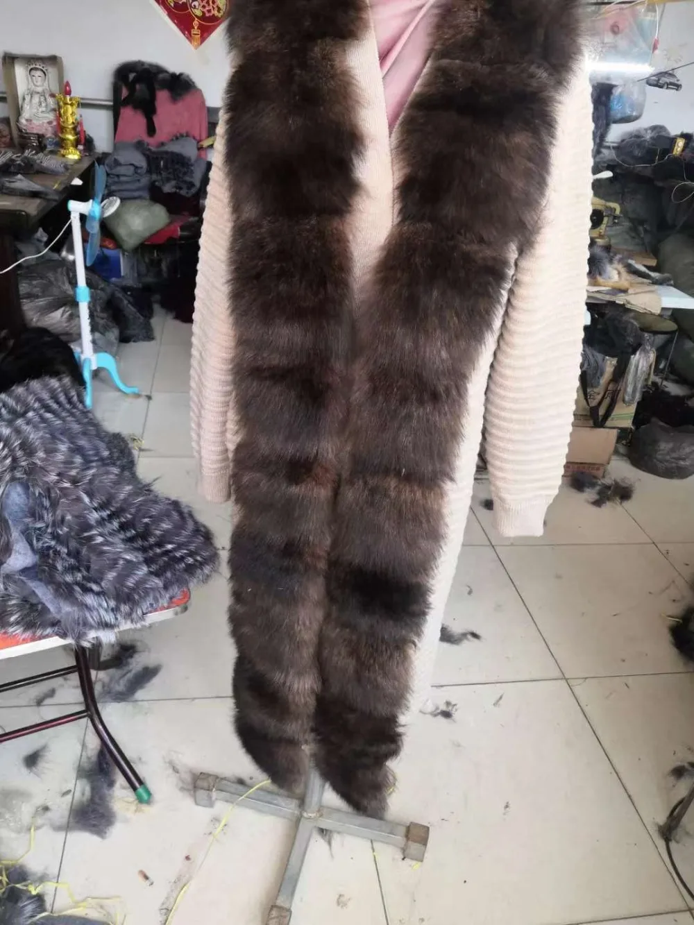 Best EIFURKOP Women real fur coat genuine wool knitting with fox collar warm winter coat real fox fur coat winter long outerwear 7