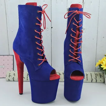 

Leecabe Colorful suede 20CM/8inches Pole dancing High Heel platform open toe Pole Dance boots