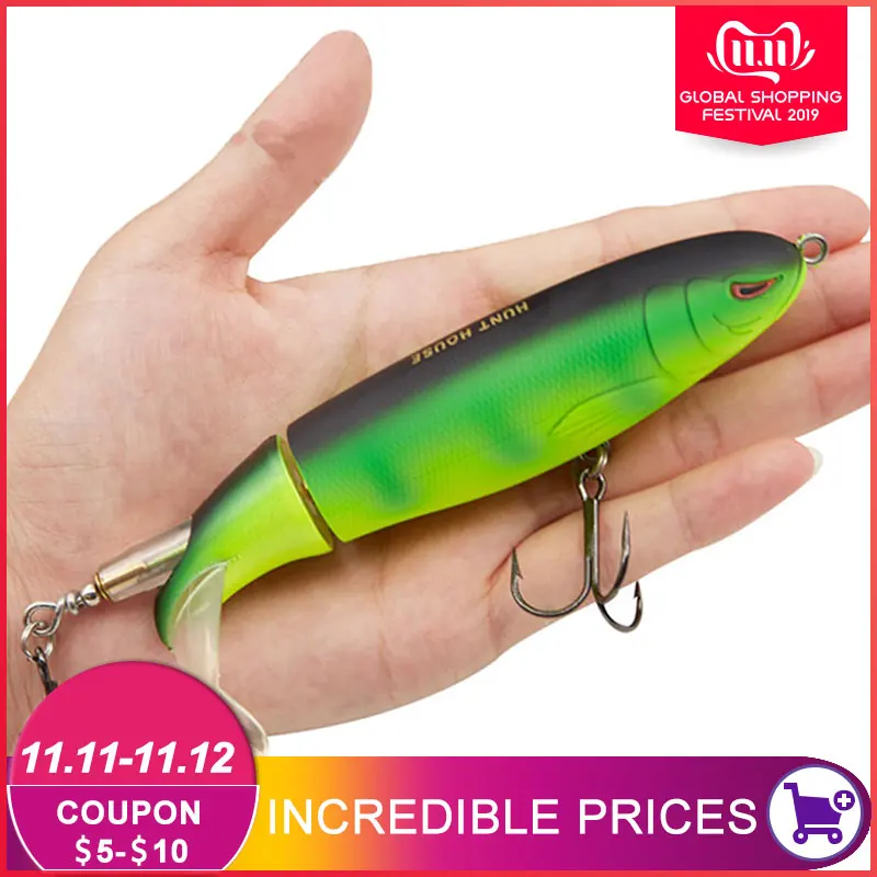 Whopper Plopper жесткая приманка карандаш рыболовная с вращающимся мягким хвостом 9 см 13