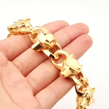 Дизайн рождественские подарки новейший браслет волк для мужчин титановая нержавеющая Мода крутой панк стиль кубинский браслет цепочка