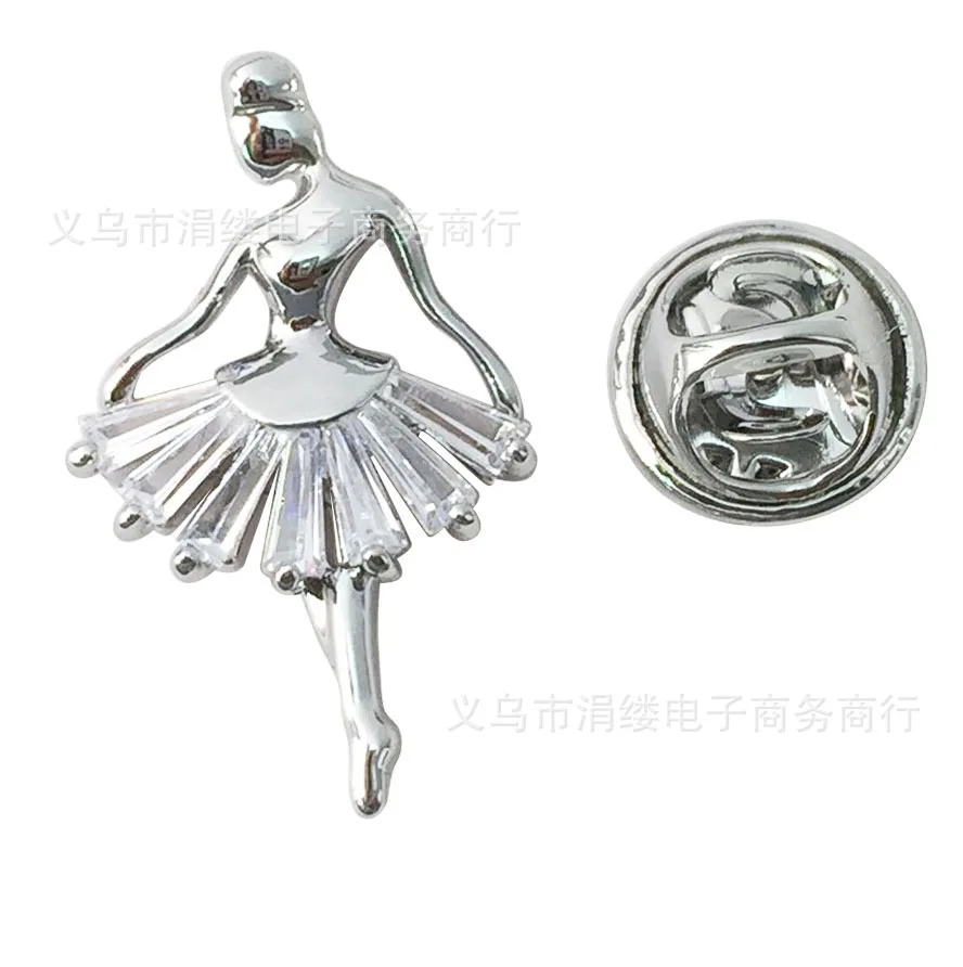 

Fashion Cute Micro Zircon Ballet GIRL'S Brothers Needle Collar Pin Brooch Open-Necked Shirt Brooch