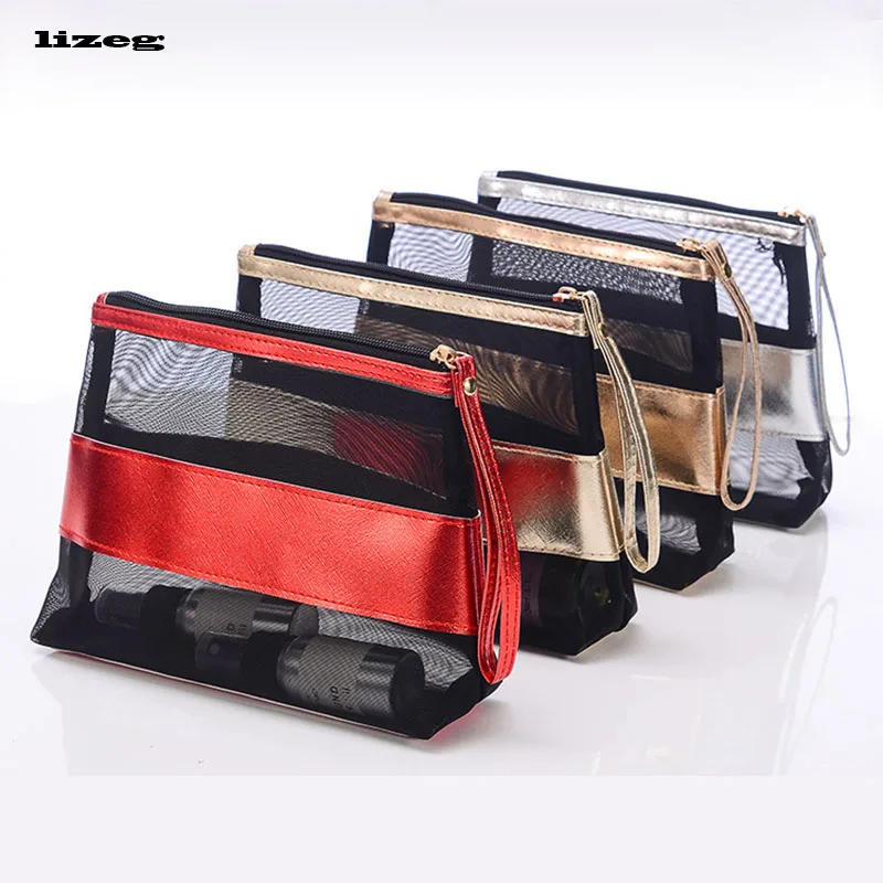 

Women's Portable Cosmetic Bag Breathable Mesh Convenient Wash Bag Travel Storage Makeup Bag