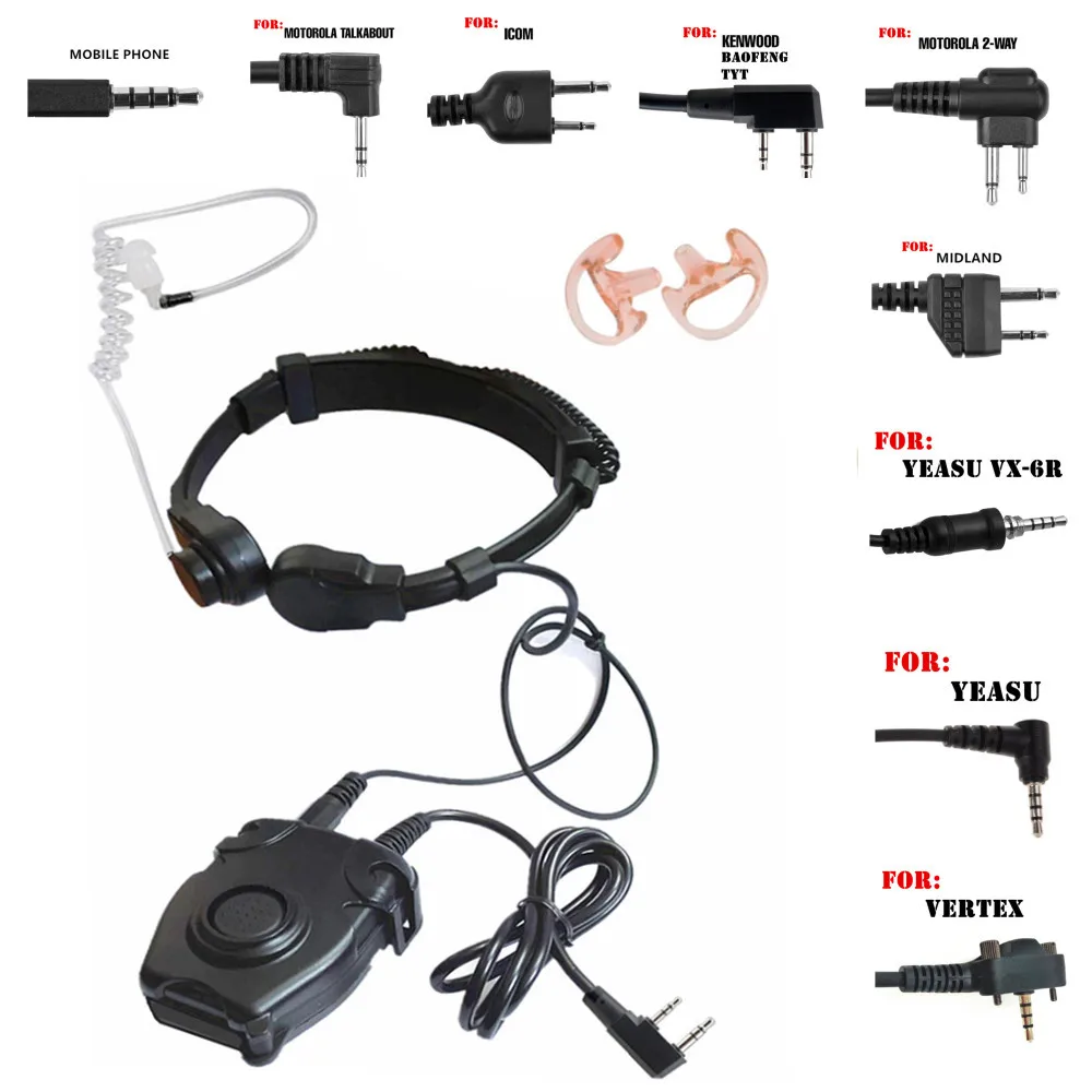 Рация-микрофон для тяжелых условий эксплуатации для Peltor PTT шейный горловой микрофон наушники радио НАТО тактическая гарнитура для Baofeng Kenwood TYT