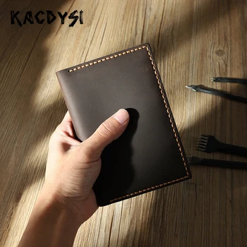 

Nature Cowskin Leather Retro Mens Passport Wallet Short Passport Cover Travel Holder Quality Male ID Card Holder Case Coin Pouch