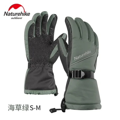 Лыжные перчатки Naturehike-30 градусов Цельсия, мужские и женские зимние перчатки для сноуборда и катания на лыжах, водонепроницаемые теплые перчатки, лыжные принадлежности-1 пара - Цвет: green