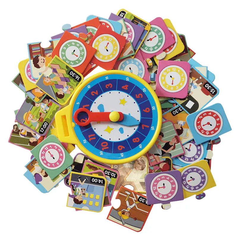 Children Clock Puzzle Educational Toys Time Cognition Good Habits Develop Logical Thinking Training Jigsaw Cards Clock Toys 3