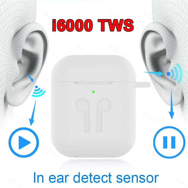 

i6000 TWS 1:1 Replica Air 2 Pop up Separate use Wireless Earphone QI Wireless Charging PK w1 H1 chip i30 i60 i500 tws i1000 I200