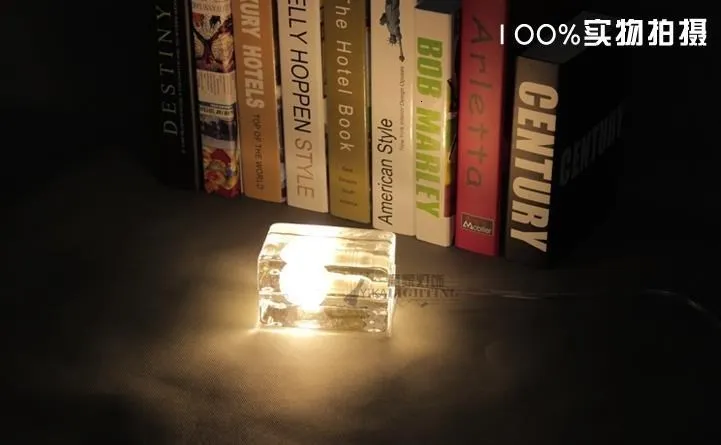 Стеклянная блочная ледяная лампа, настольная лампа, настольный кубик льда, дизайнерская лампа для дома, кровати, комнаты, книги