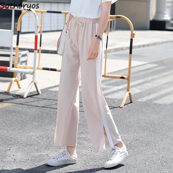 

Pants Women 2020 Summer Thin Loose High Waist Leisure All-match Daily Comfortable Womens Ankle-length Wide Leg Trousers Trendy