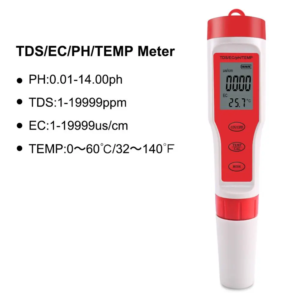 

New Portable 4-in-1 Test Pen Water Quality Monitor (PH / TDS / EC / Temperature) for Swimming Pool, Drinking Water, Aquarium