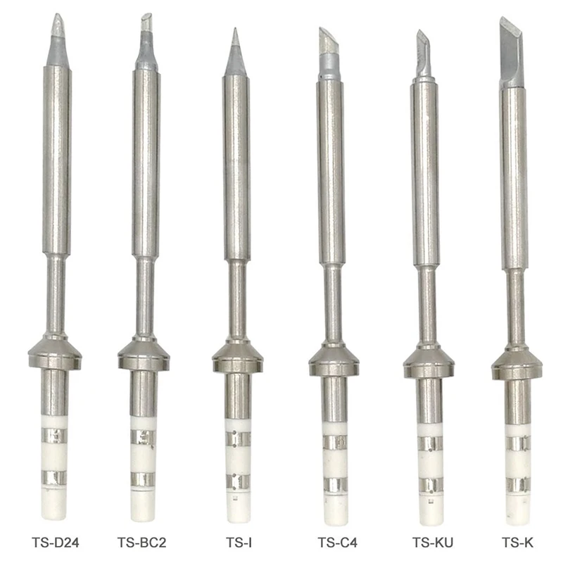 6pc TS100 Lead Free Soldering Iron Tips Replacement Tip Electric Soldering Iron Tip TS-K KU I D24 BC2 C4