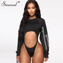 Simenual Hollow Out Athleisure Women Bodysuits Long Sleeve Reflective Strap Bodycon Rompers Patchwork Fashion Autumn Bodysuit Simenual Hollow Out Athleisure Women Bodysuits Long Sleeve Reflective Strap Bodycon Rompers Patchwork Fashion Autumn Bodysuit