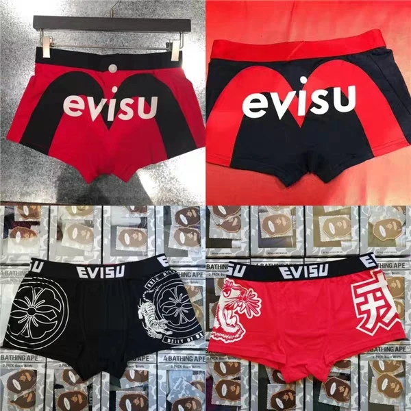 Новые полки Аутентичные Evisu повседневные мужские Tide бренд-Боксер Дышащие Боксеры хлопок печати мода боксер короткий жилет